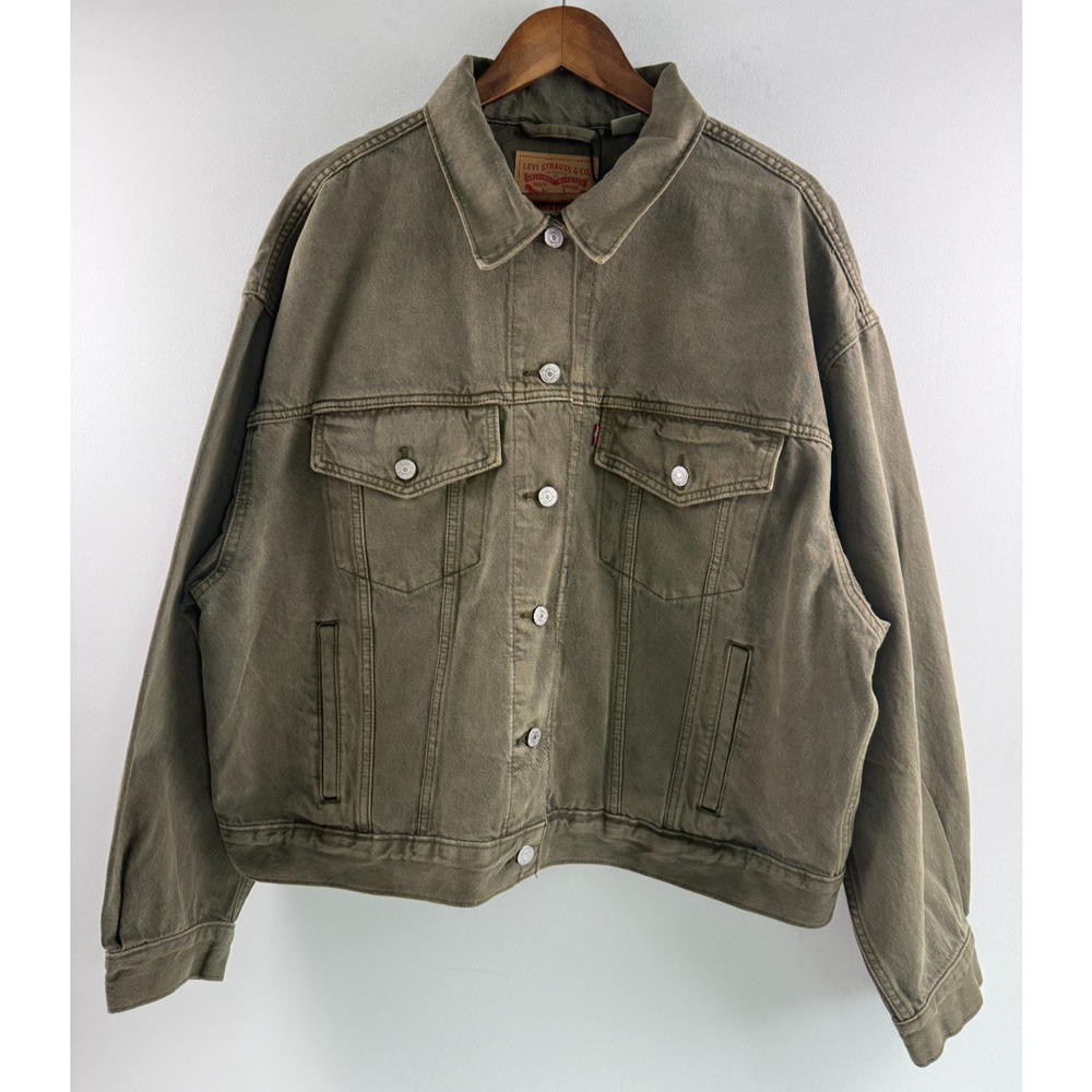 Levi's Women 90s Trucker Cotton Relaxed Fit Jeans Jacket Green Size XXL